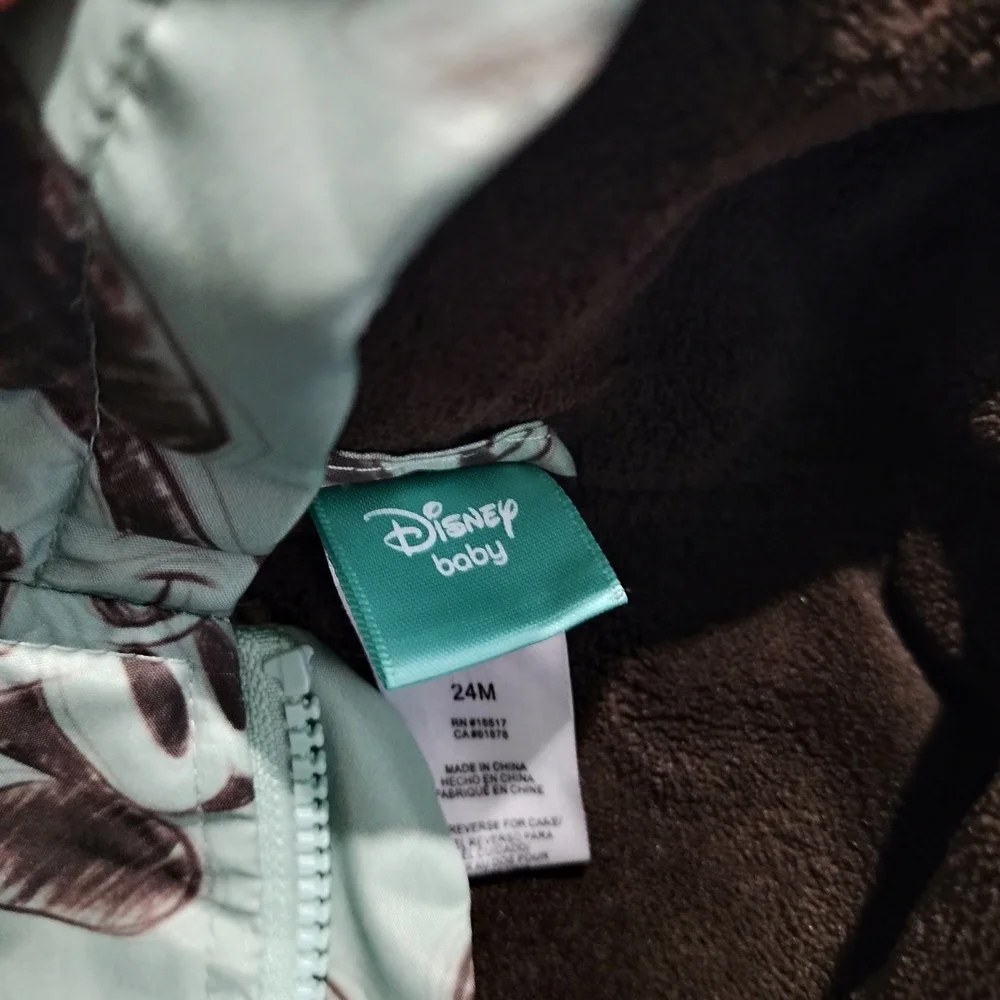 Disney Kids Light Green Mickey Mouse Hooded Jacket with Black Ears